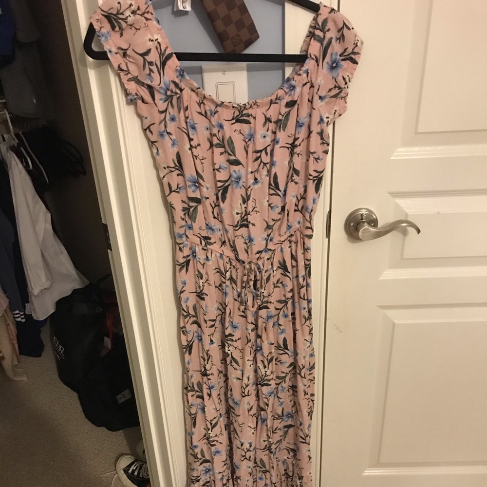 ONLY WORN TWICE. FLORAL MAXI OFF THE SHOULDER